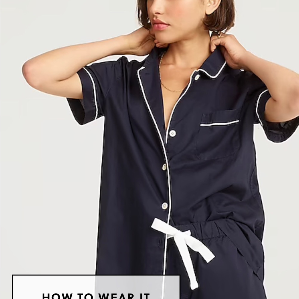 J.CREW End-on-end cotton short-sleeve pajama set Size Small - Picture 2 of 6